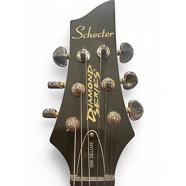 Used Schecter Guitar Research diamond series 006 deluxe Black Solid Body Electric Guitar