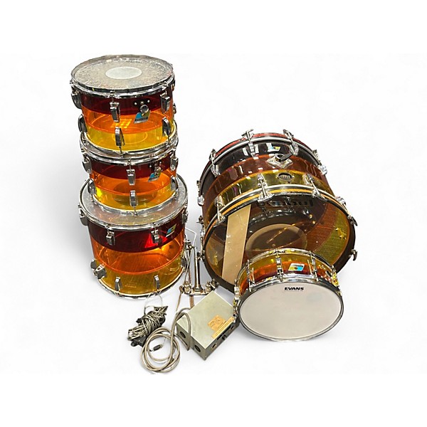 Used Ludwig 5 Piece Acrolite "Tequila Sunrise" Sunrise Tea Burst Drum Kit
