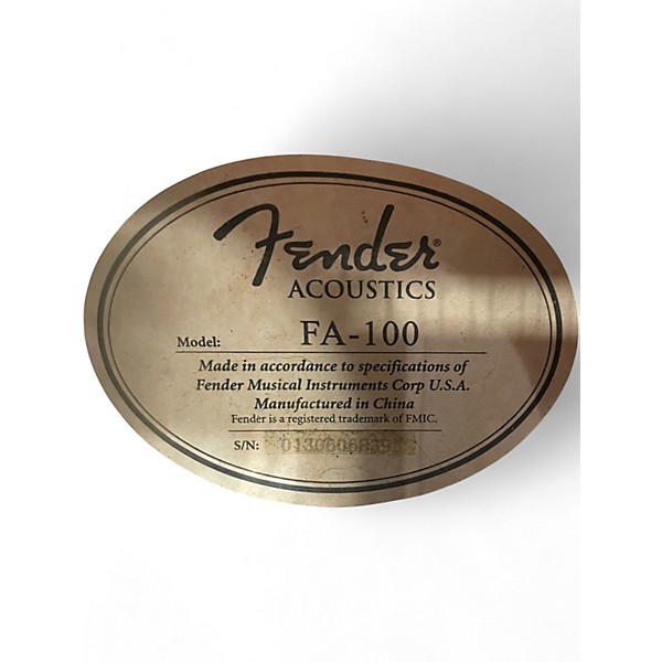 Used Fender FA-100 Black Acoustic Guitar