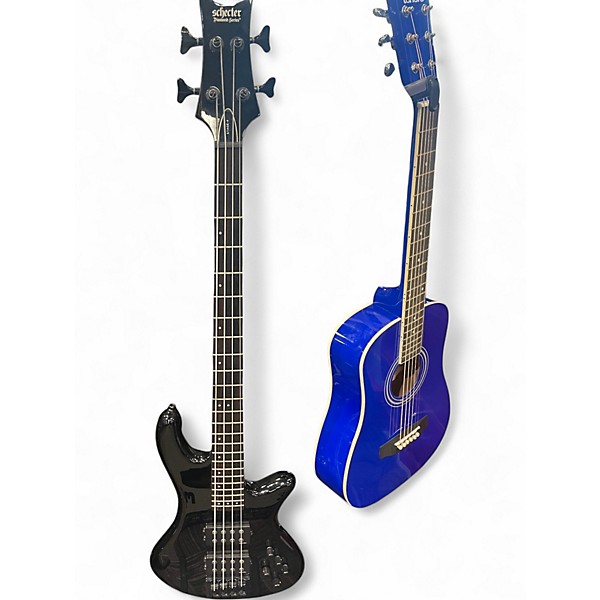 Used Schecter Guitar Research Stage 4 Diamond Series Black Electric Bass Guitar