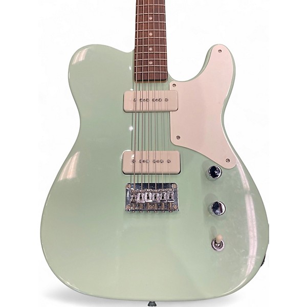 Used Squier Paranormal Baritone Cabronita Telecaster Surf Green Solid Body Electric Guitar