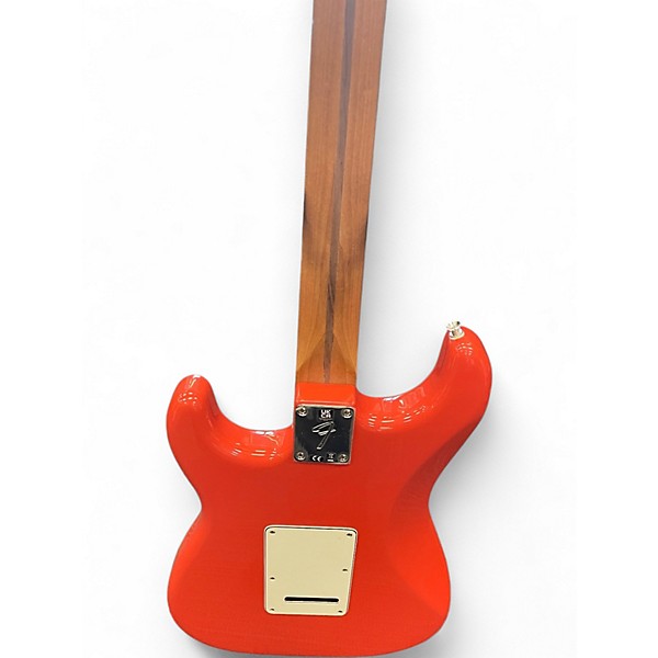 Used Fender DELUXE EDITION PLAYER STRATOCASTER ROASTED Fiesta Red Solid Body Electric Guitar