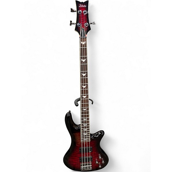 Used Schecter Guitar Research Stiletto Extreme 4 String Black Cherry Electric Bass Guitar