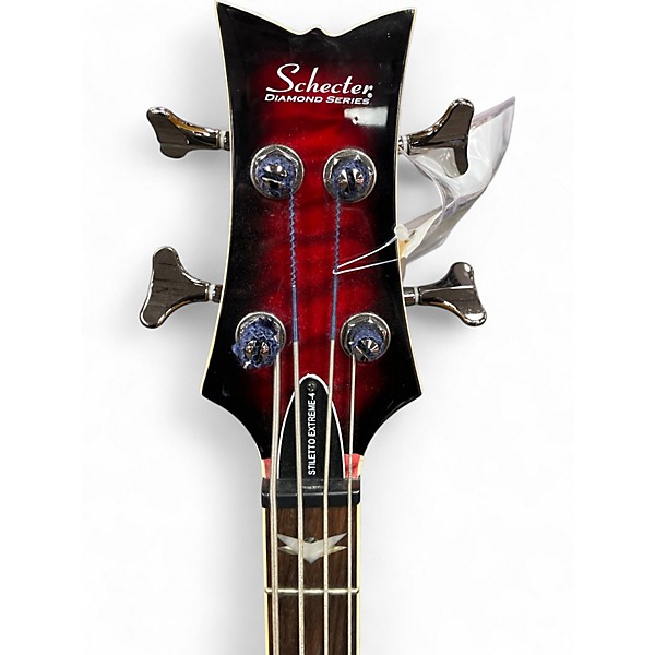 Used Schecter Guitar Research Stiletto Extreme 4 String Black Cherry Electric Bass Guitar
