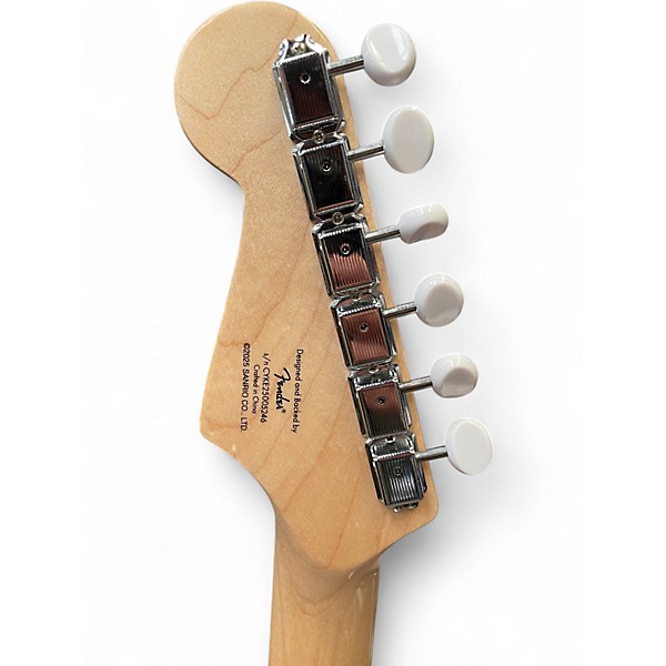Used Squier Hello Kitty Stratocaster Single Hum White With Kitty Pickguard White Solid Body Electric Guitar