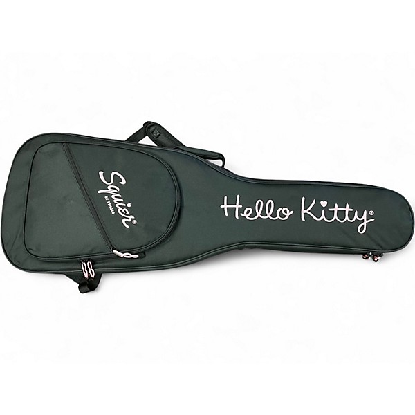 Used Squier Hello Kitty Stratocaster Single Hum White With Kitty Pickguard White Solid Body Electric Guitar