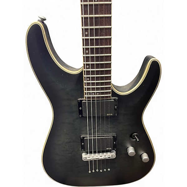 Used Schecter Guitar Research C1 Platinum Trans Black Solid Body Electric Guitar