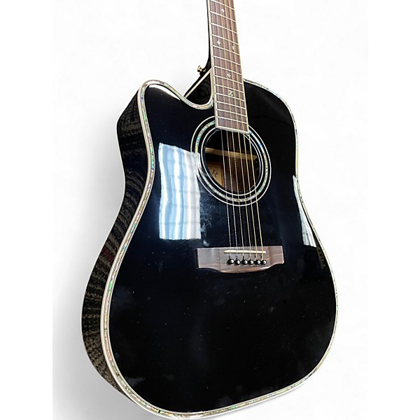 Used Zager ZD80CE LH Black Acoustic Electric Guitar