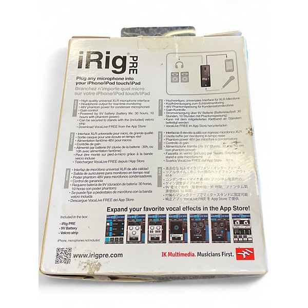 Used IK Multimedia iRigPre Audio Interface