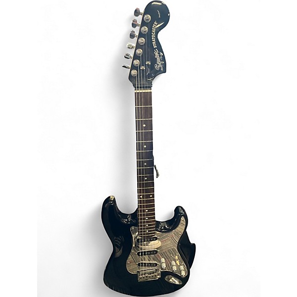 Used Squier Standard Stratocaster Black and Silver Solid Body Electric Guitar