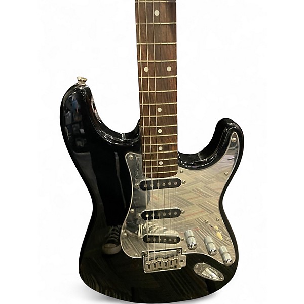 Used Squier Standard Stratocaster Black and Silver Solid Body Electric Guitar