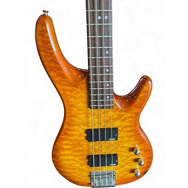 Used Alvarez Double Cut Orange Electric Bass Guitar