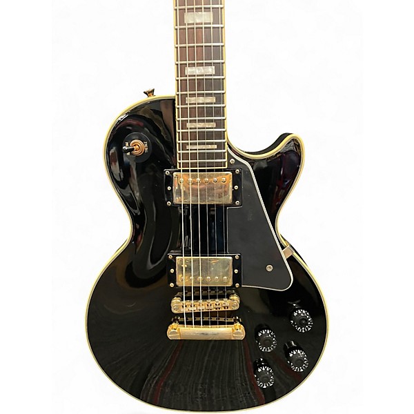 Used 2014 Epiphone Les Paul Custom Pro Black and Gold Solid Body Electric Guitar