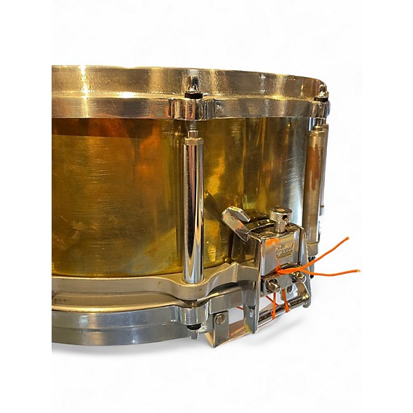 Used Pearl 14X6.5 B-914D Free-Floating Brass Snare Natural Drum