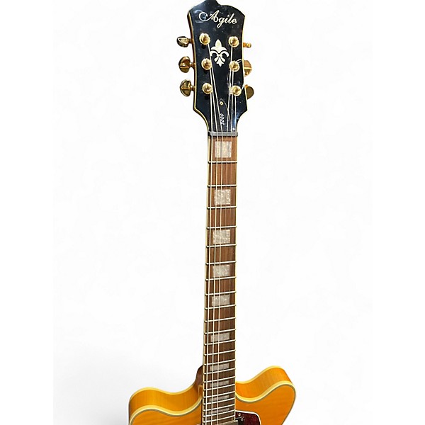 Used Agile AS-820 Honey Blonde Hollow Body Electric Guitar