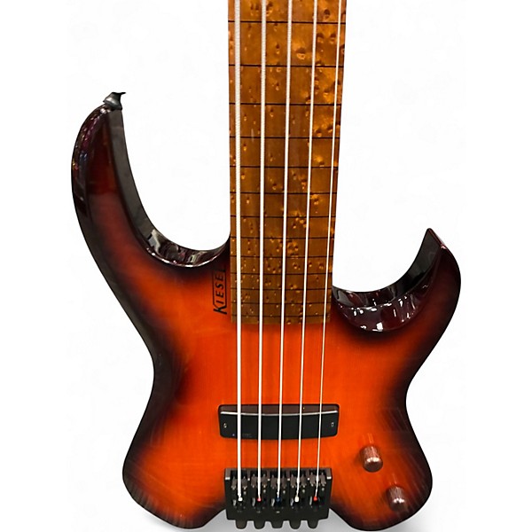 Used Kiesel HEADLESS FRETLESS 30" SCALE 2 Tone Sunburst Electric Bass Guitar