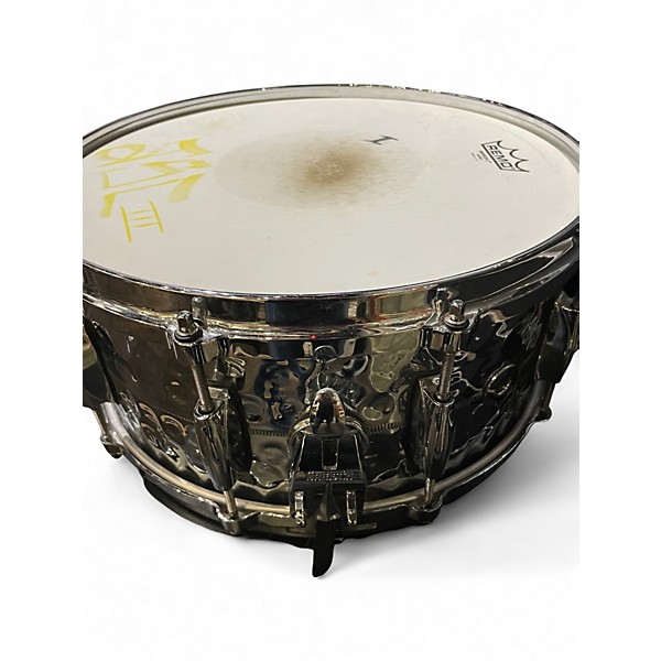 Used Gretsch Drums 14in Custom Hammered Chrome over Brass Chrome Silver Drum