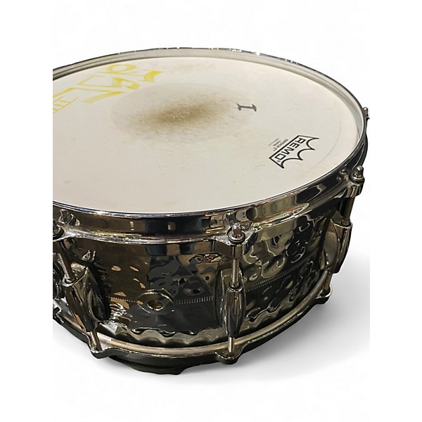 Used Gretsch Drums 14in Custom Hammered Chrome over Brass Chrome Silver Drum