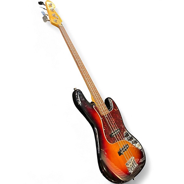 Used 2015 Fender American Standard Jazz Bass 3 Color Sunburst Electric Bass Guitar