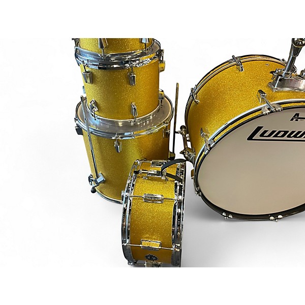Used Ludwig 5 Piece Accent Metallic Gold Drum Kit