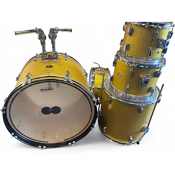 Used Ludwig 5 Piece Accent Metallic Gold Drum Kit