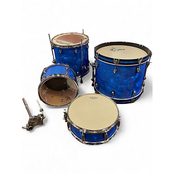 Used Gretsch Drums 4 Piece Catalina Club Series Blue Ghost Flames Drum Kit