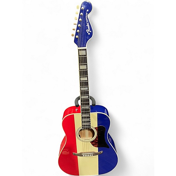 Used Fender BUCK OWENS KINGMAN Red White and Blue Acoustic Guitar