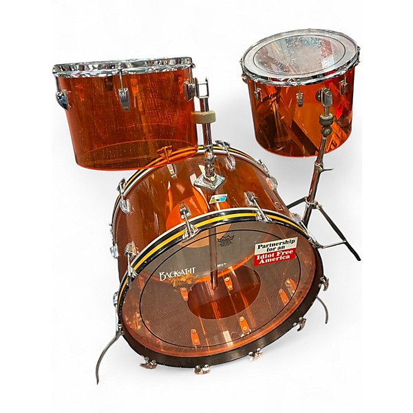 Vintage 1970s Ludwig 3 Piece Vistalite Amber Drum Kit
