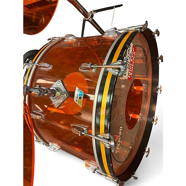 Vintage 1970s Ludwig 3 Piece Vistalite Amber Drum Kit