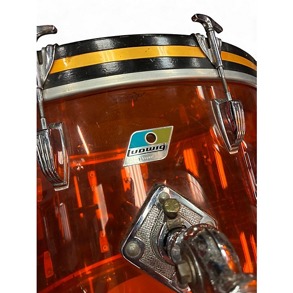 Vintage 1970s Ludwig 3 Piece Vistalite Amber Drum Kit