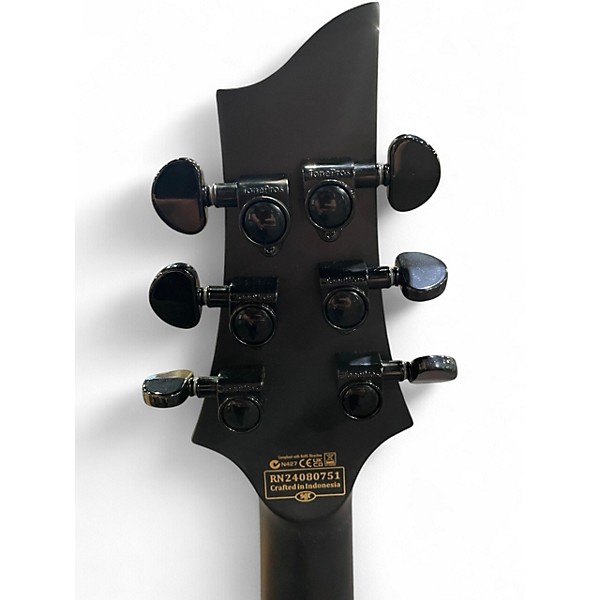 Used Schecter Guitar Research Damien 6 Black Solid Body Electric Guitar