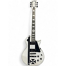 Used ESP LTD James Hetfield Signature Iron Cross Black and White Solid Body Electric Guitar