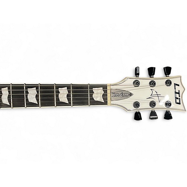 Used ESP LTD James Hetfield Signature Iron Cross Black and White Solid Body Electric Guitar