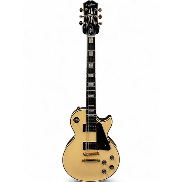 Used Epiphone Les Paul Custom Blackback Antique Ivory Solid Body Electric Guitar