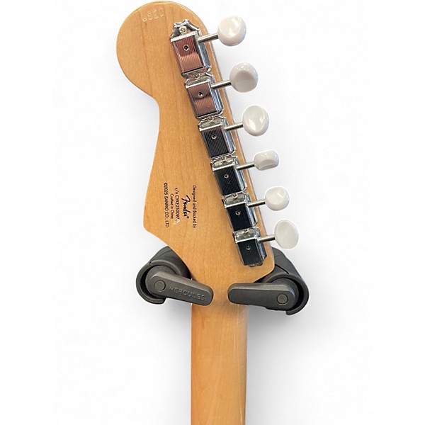 Used 2025 Squier Hello Kitty Stratocaster Single Hum Black With Kitty Pickguard Black Solid Body Electric Guitar