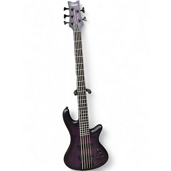 Used Schecter Guitar Research Stiletto Studio 5 String Trans Purple Electric Bass Guitar