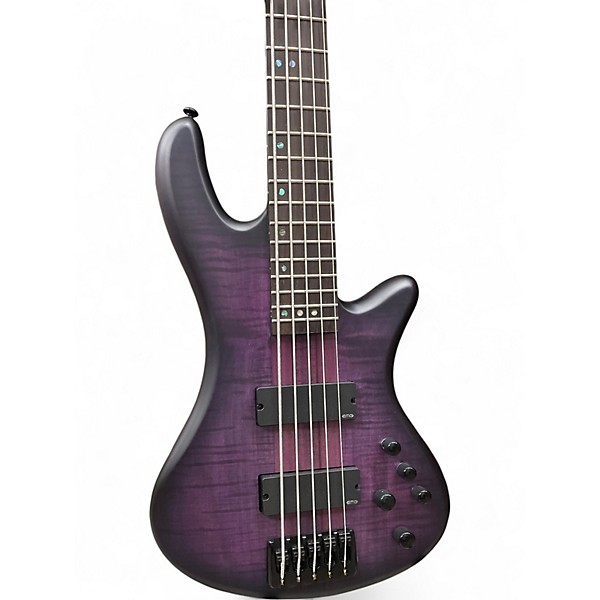Used Schecter Guitar Research Stiletto Studio 5 String Trans Purple Electric Bass Guitar