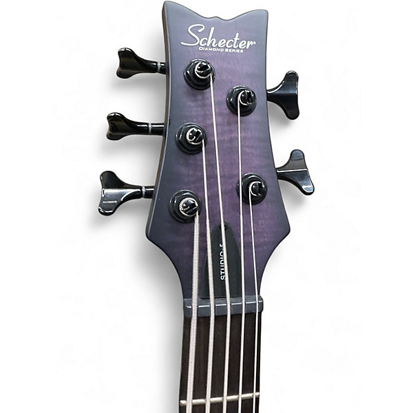 Used Schecter Guitar Research Stiletto Studio 5 String Trans Purple Electric Bass Guitar