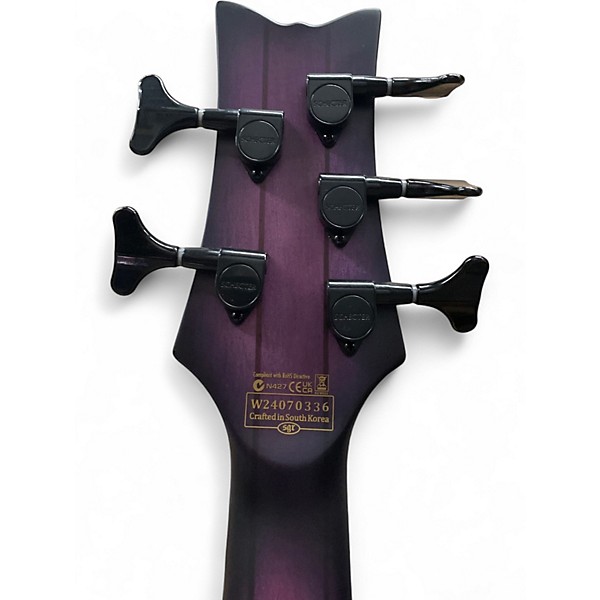 Used Schecter Guitar Research Stiletto Studio 5 String Trans Purple Electric Bass Guitar