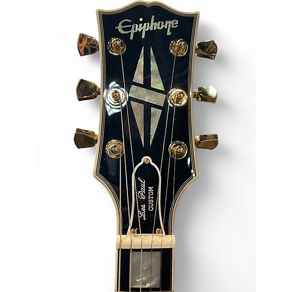 Used 2024 Epiphone Inspired by Gibson Custom Les Paul Custom Ebony Solid Body Electric Guitar