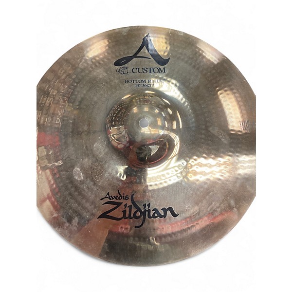 Used Zildjian 14in A CUSTOM HI-HAT CYMBALS Cymbal