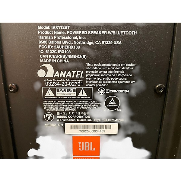 Used JBL IRX112BT Powered Speaker