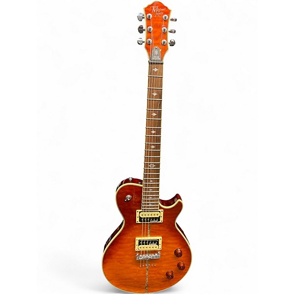 Used Michael Kelly PATRIOT QUILTED SCORCHED Orange Solid Body Electric Guitar