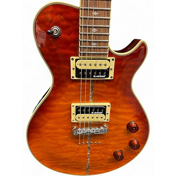Used Michael Kelly PATRIOT QUILTED SCORCHED Orange Solid Body Electric Guitar