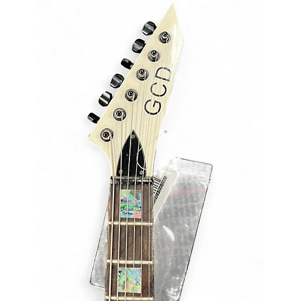 Used Gcd V Guitar White Solid Body Electric Guitar