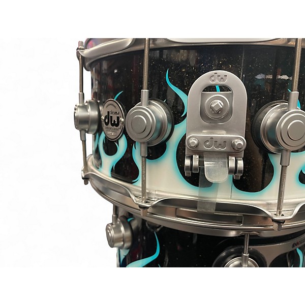 Used DW 6 Piece Collector's Series Exotic Blue Ghost Flames Drum Kit