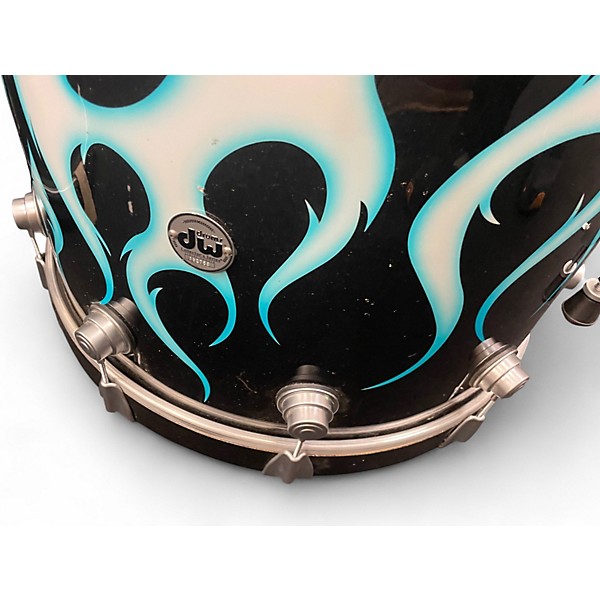 Used DW 6 Piece Collector's Series Exotic Blue Ghost Flames Drum Kit