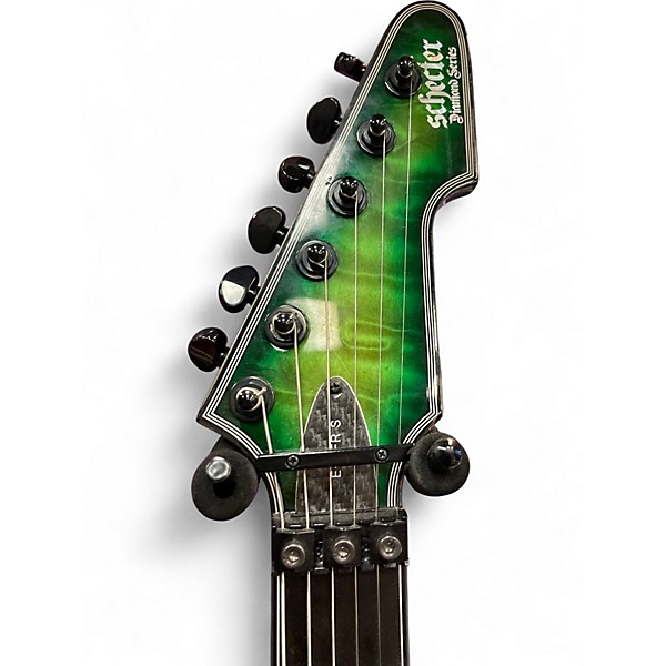Used Schecter Guitar Research E-1 FR SUSTAIN Apple Green Solid Body Electric Guitar