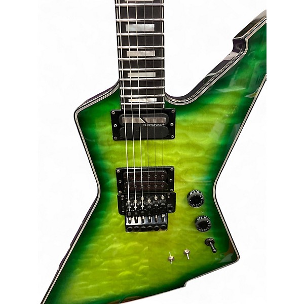 Used Schecter Guitar Research E-1 FR SUSTAIN Apple Green Solid Body Electric Guitar