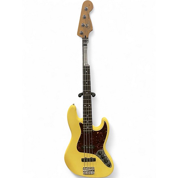 Used Fender Deluxe Active Jazz Bass Black and Yellow Electric Bass Guitar